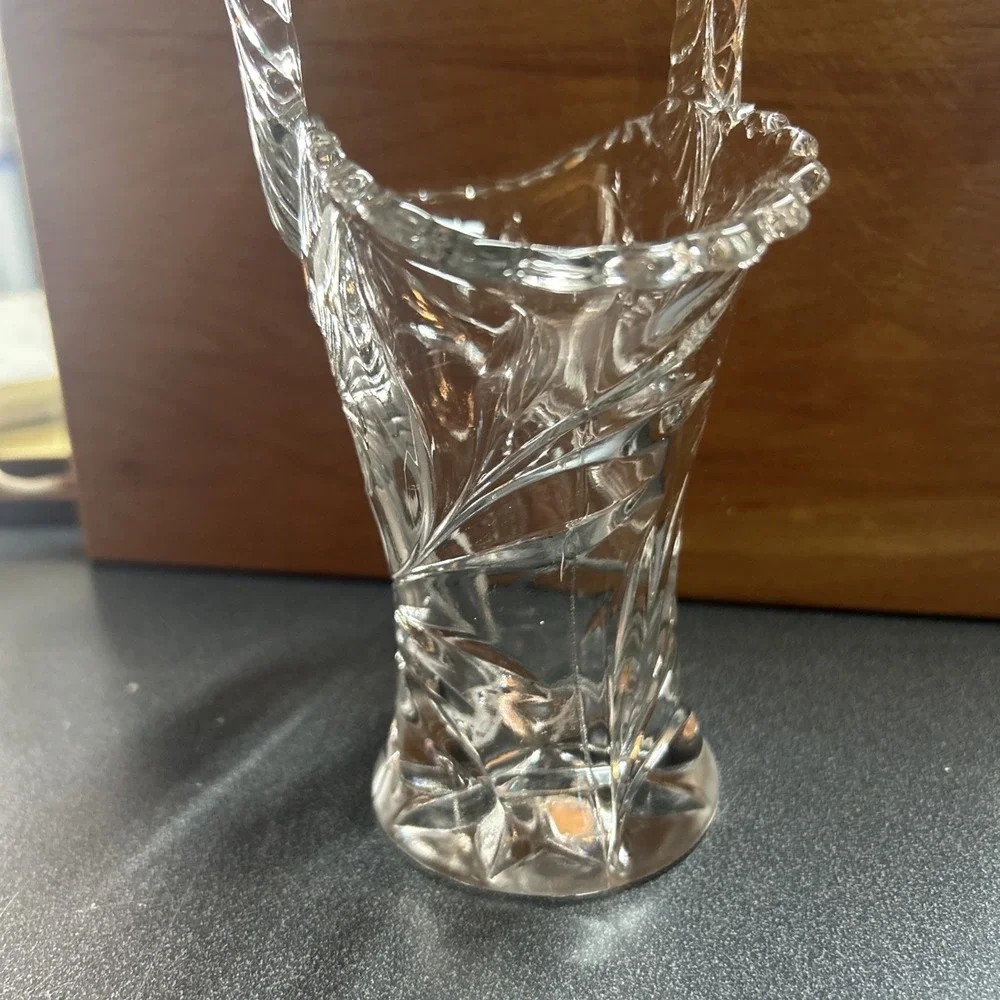 Vintage Glass Basket with Handle Easter Spring Decor